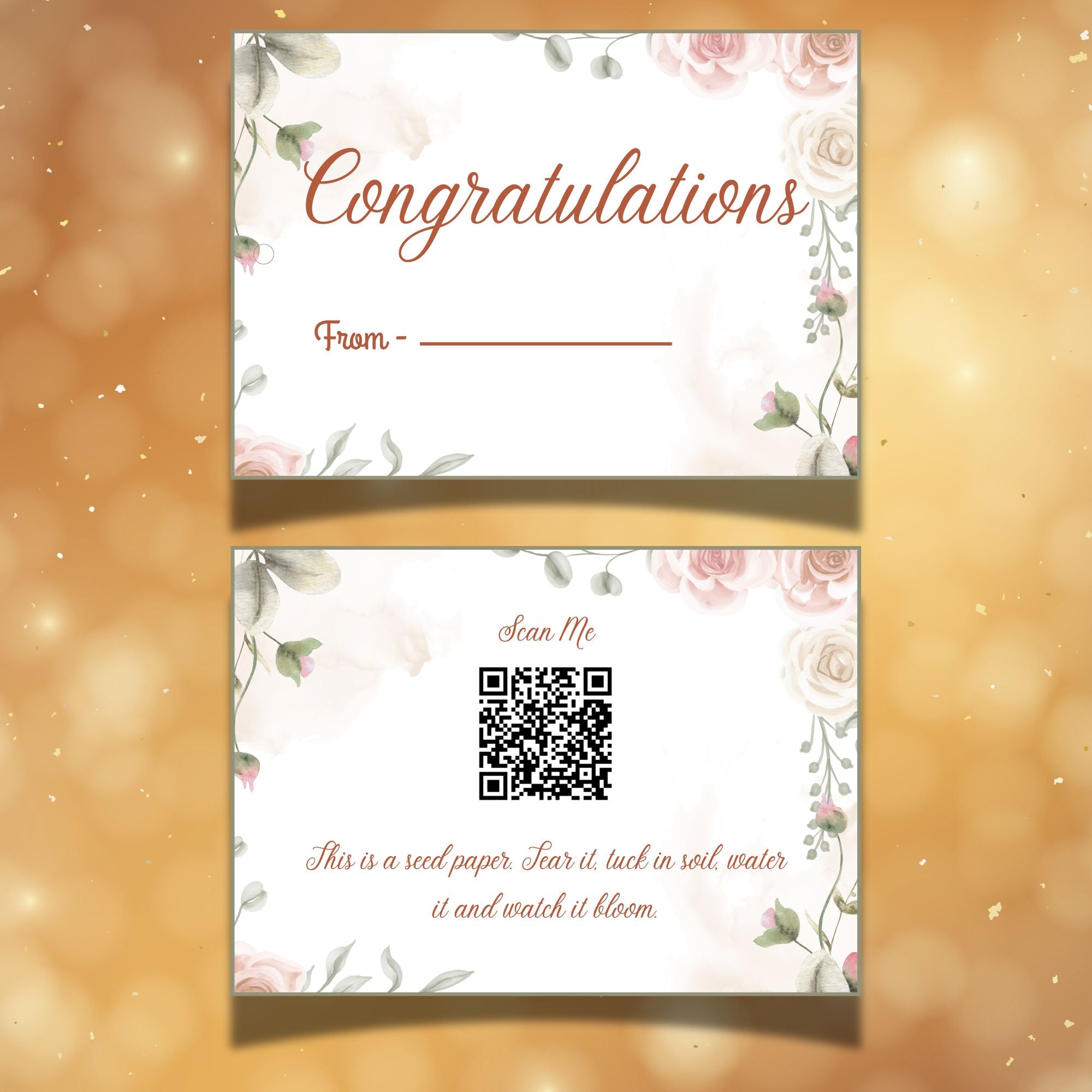 Blooming Wishes – Congratulations Gift Tag (3.5 x 2.5 in) (Pack of 18)