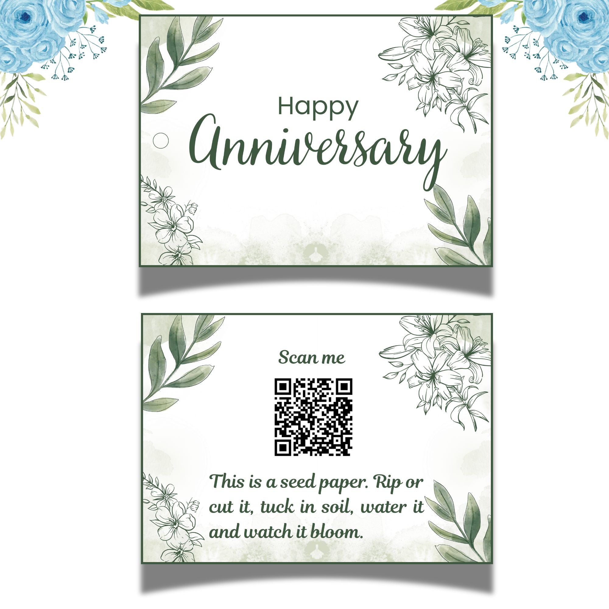 Evergreen Love – Anniversary Gift Tag (3.5 x 2.5 in) (Pack of 18)