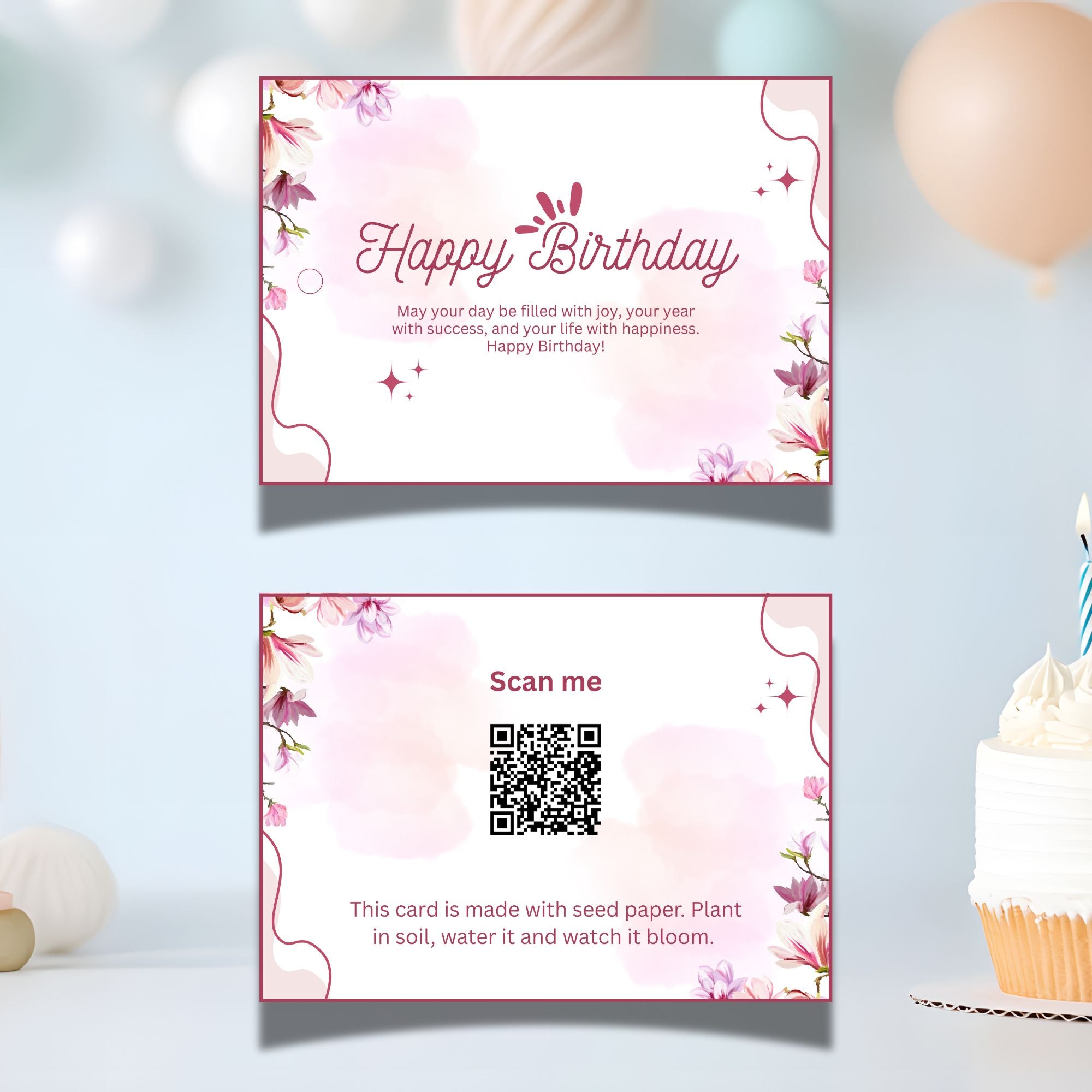 Pastel Petals – Birthday Gift Tag (3.5 x 2.5 in) (Pack of 18)
