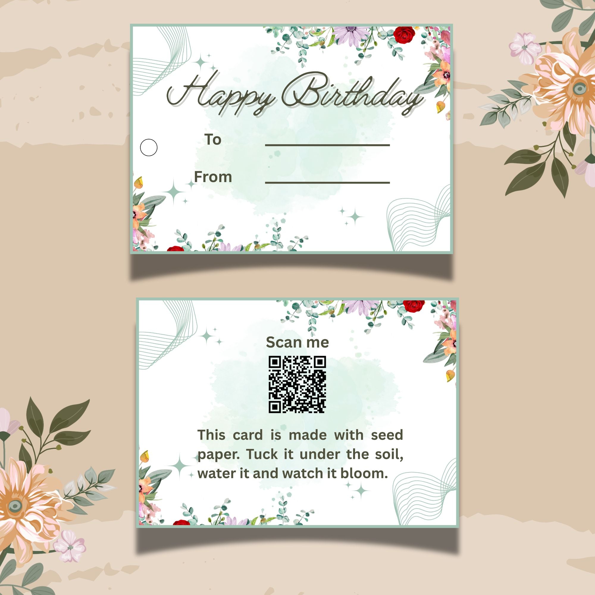 Garden Glow – Birthday Gift Tag (3.5 x 2.5 in) (Pack of 18)