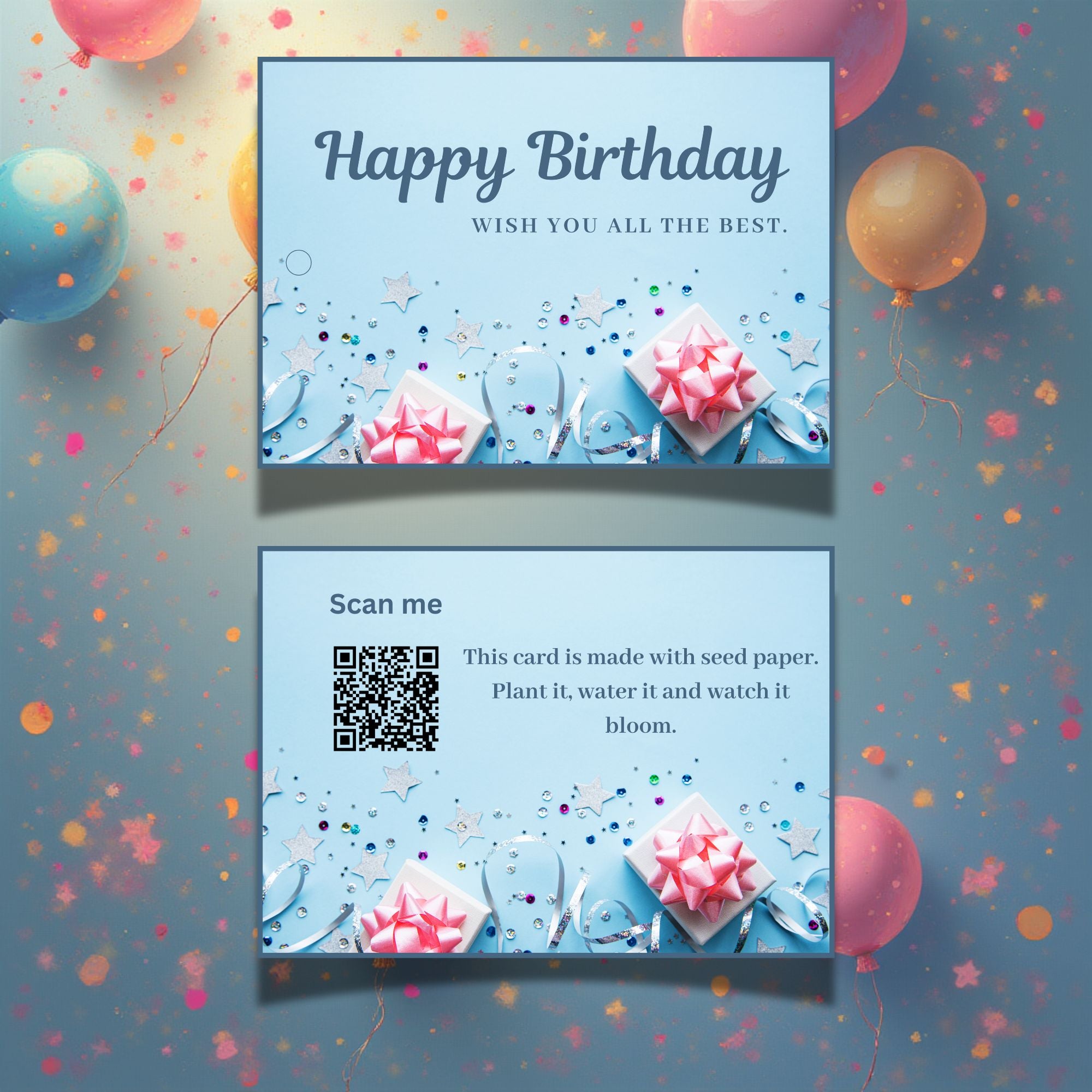 Blue Elegance – Birthday Gift Tag (3.5 x 2.5 in) (Pack of 18)