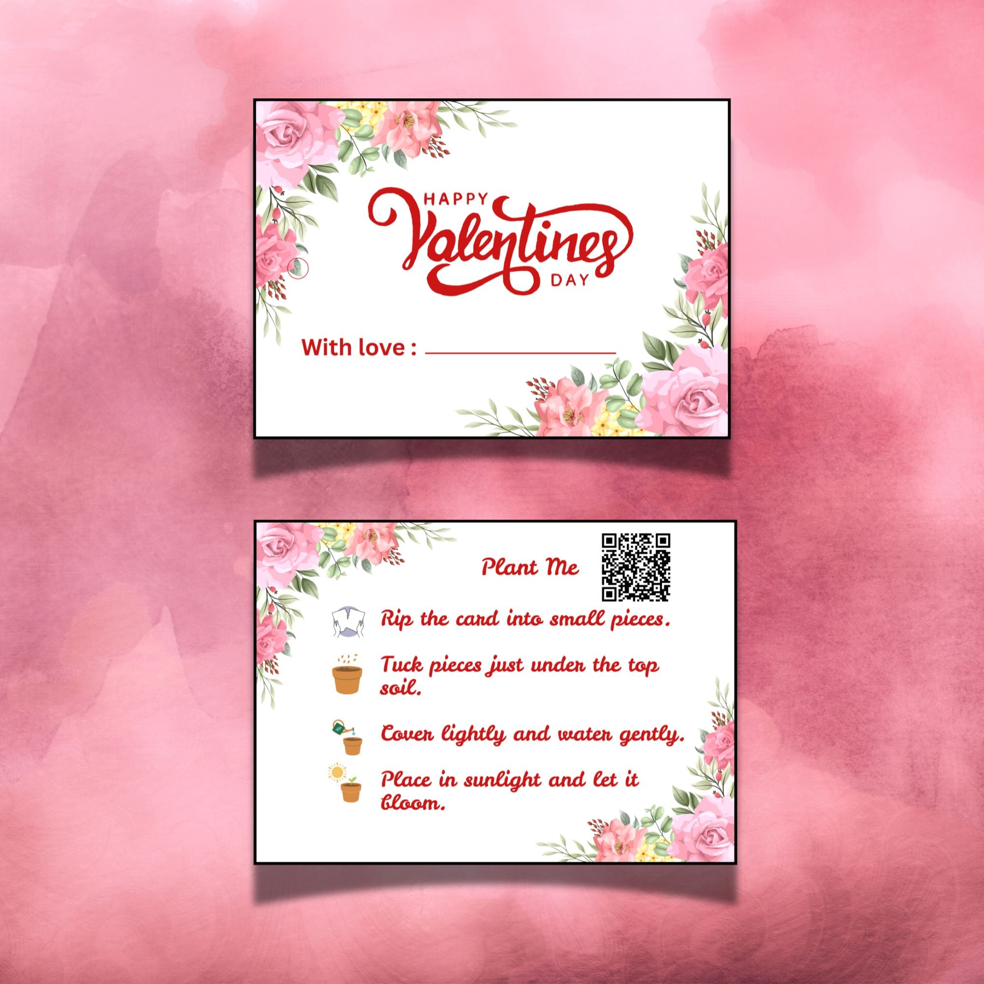 Romantic Roses – Valentine Gift Tag (3.5 x 2.5 in) (Pack of 18)