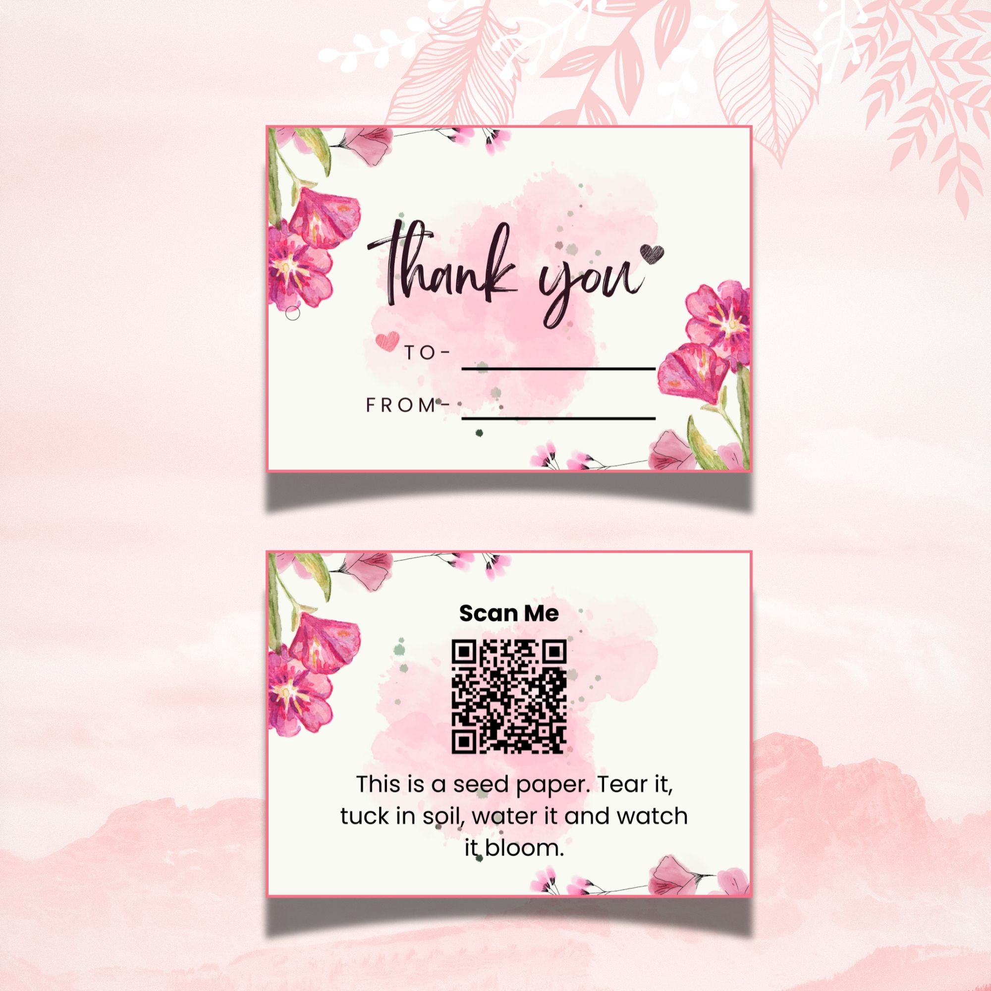 Pink Petals – Thank You Gift Tag (3.5 x 2.5 in) (Pack of 18)