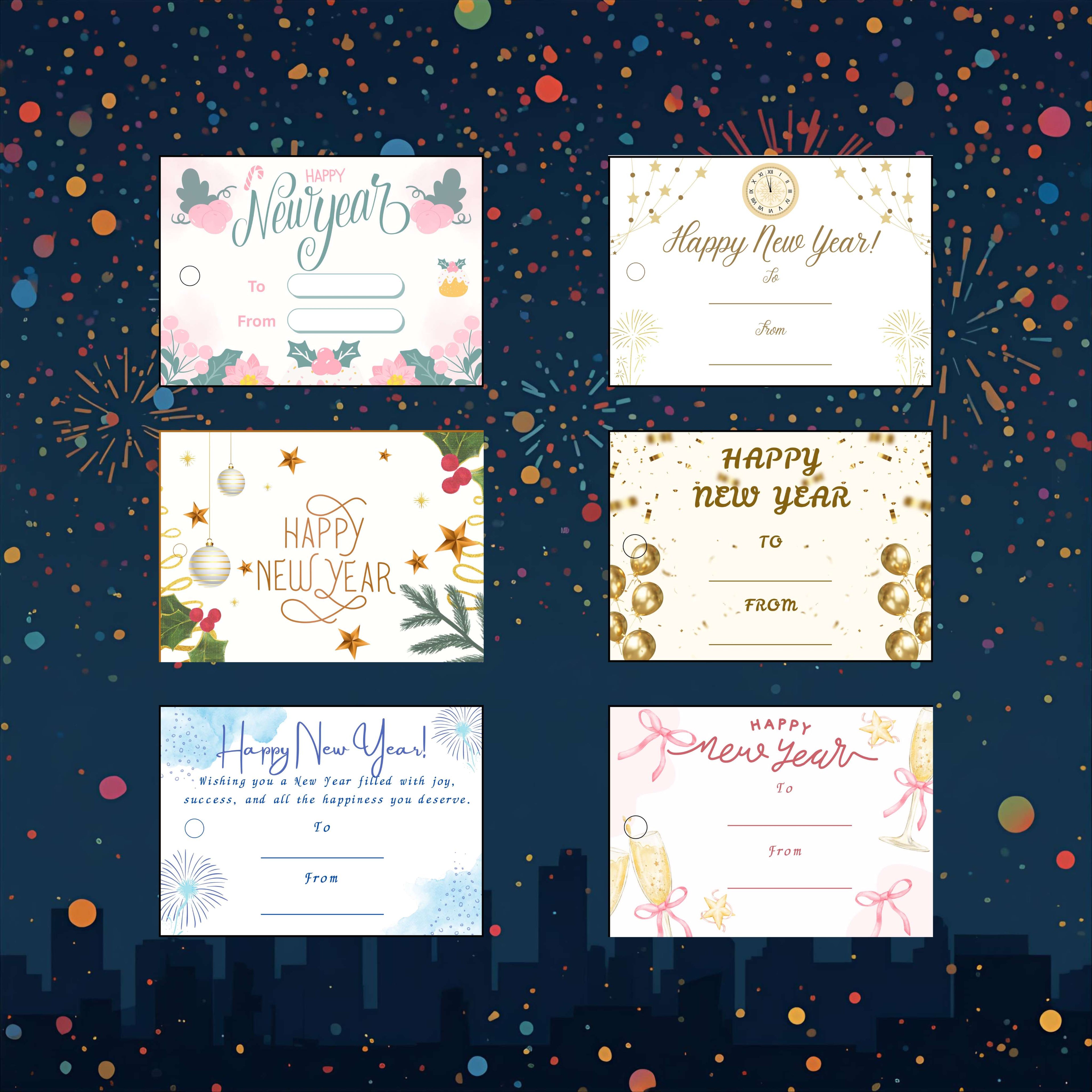 New Year - Gift Tag Combo (3.5 x 2.5 in) (Pack of 18)