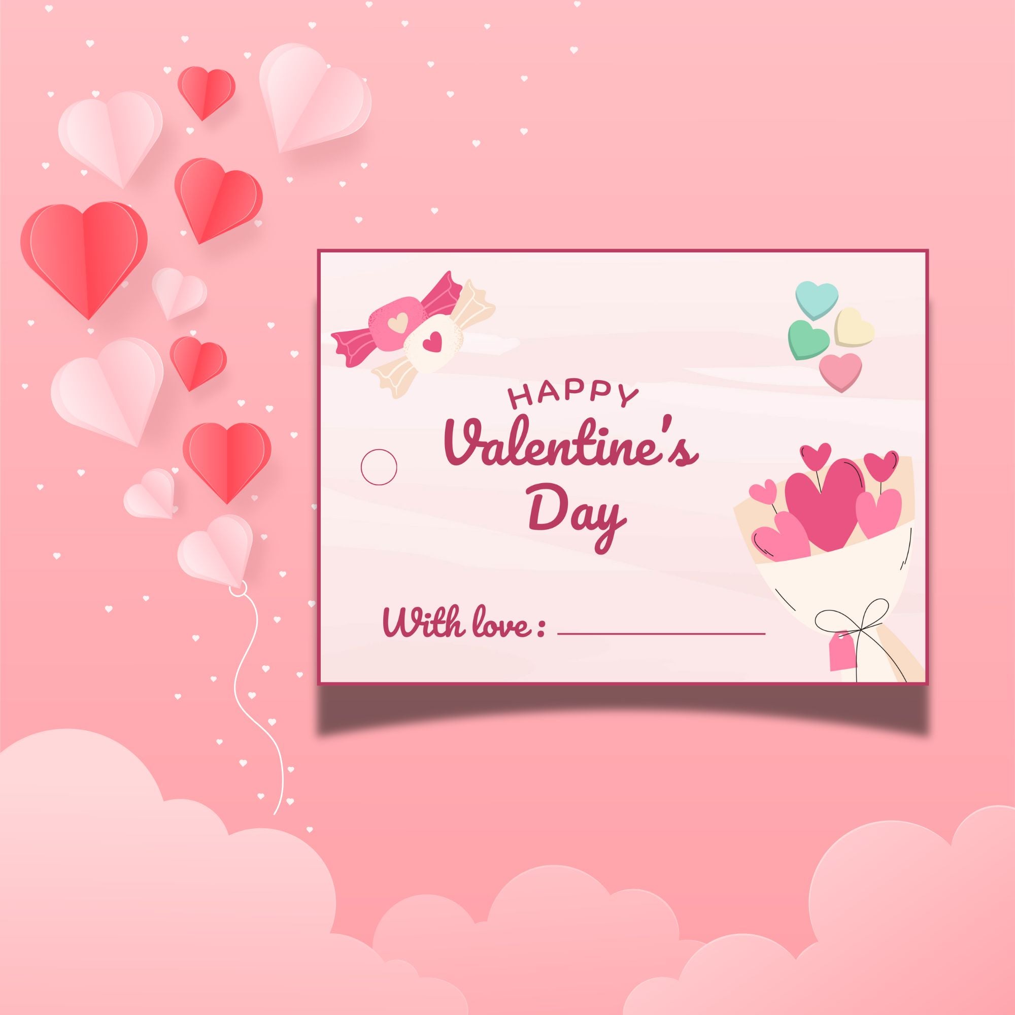 Candy Love – Valentine Gift Tag (3.5 x 2.5 in) (Pack of 18)