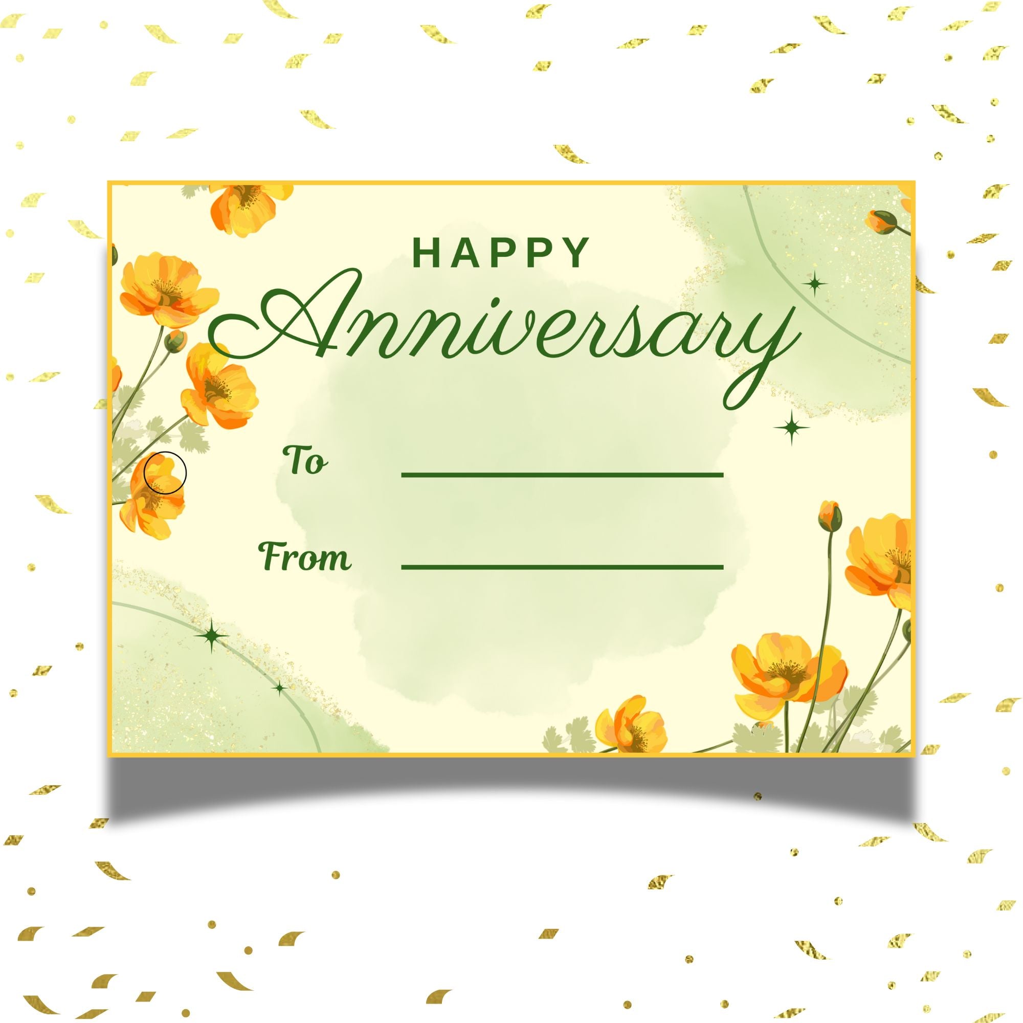 Golden Bloom – Anniversary Gift Tag (3.5 x 2.5 in) (Pack of 18)