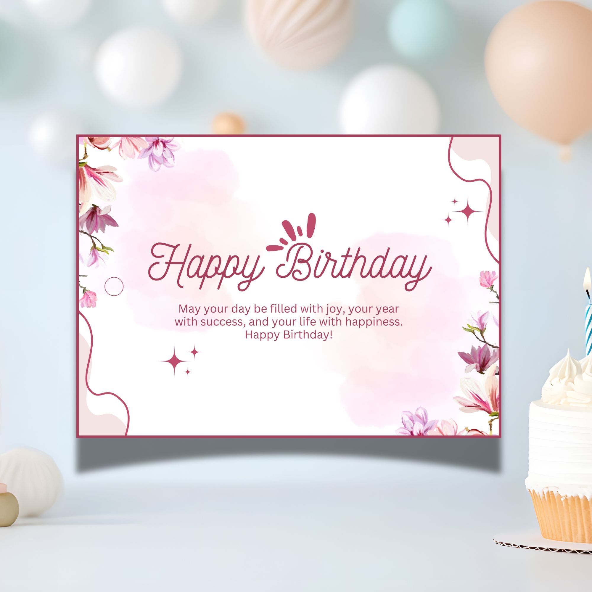 Pastel Petals – Birthday Gift Tag (3.5 x 2.5 in) (Pack of 18)