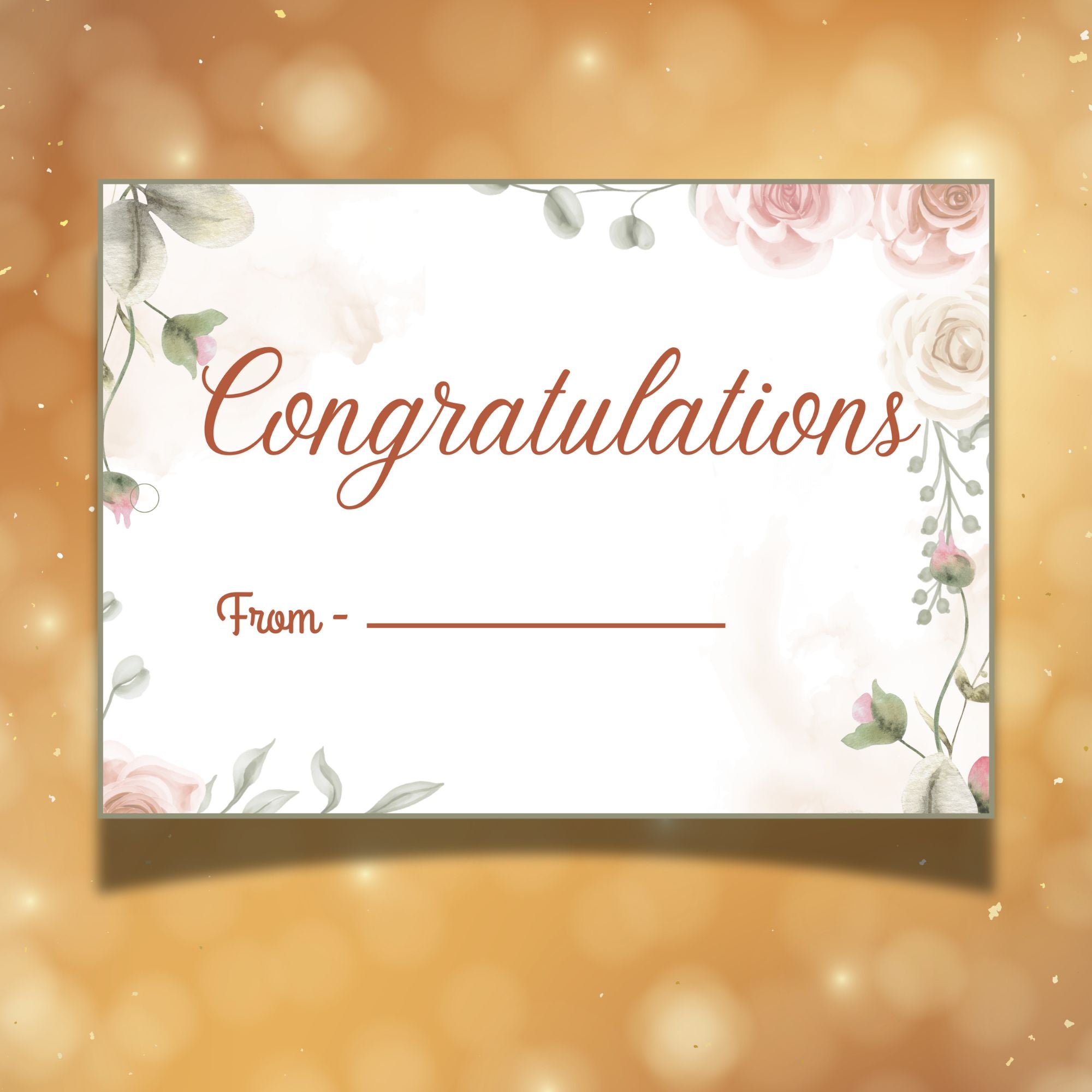 Blooming Wishes – Congratulations Gift Tag (3.5 x 2.5 in) (Pack of 18)