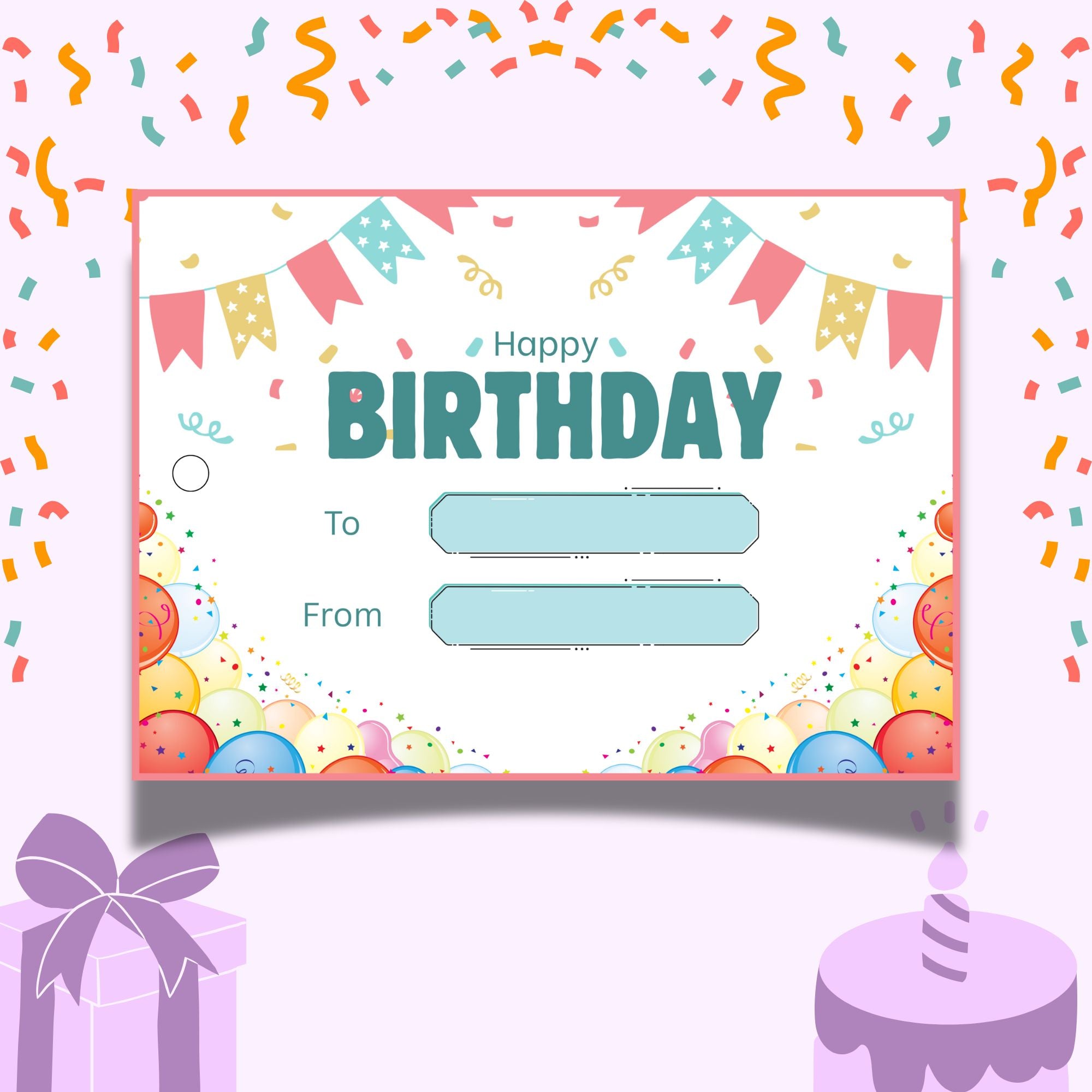 Balloon Bash – Birthday Gift Tag (3.5 x 2.5 in) (Pack of 18)