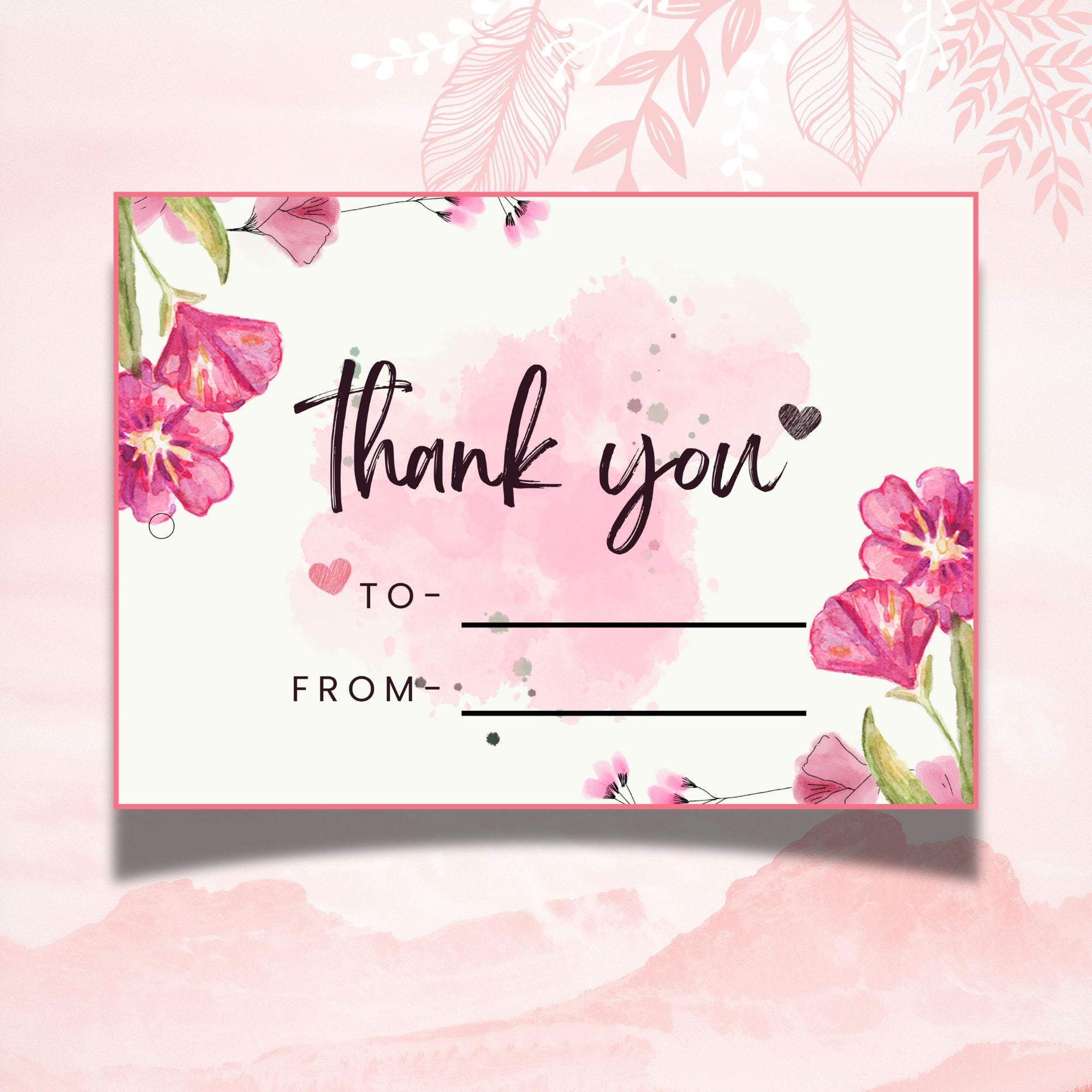 Pink Petals – Thank You Gift Tag (3.5 x 2.5 in) (Pack of 18)
