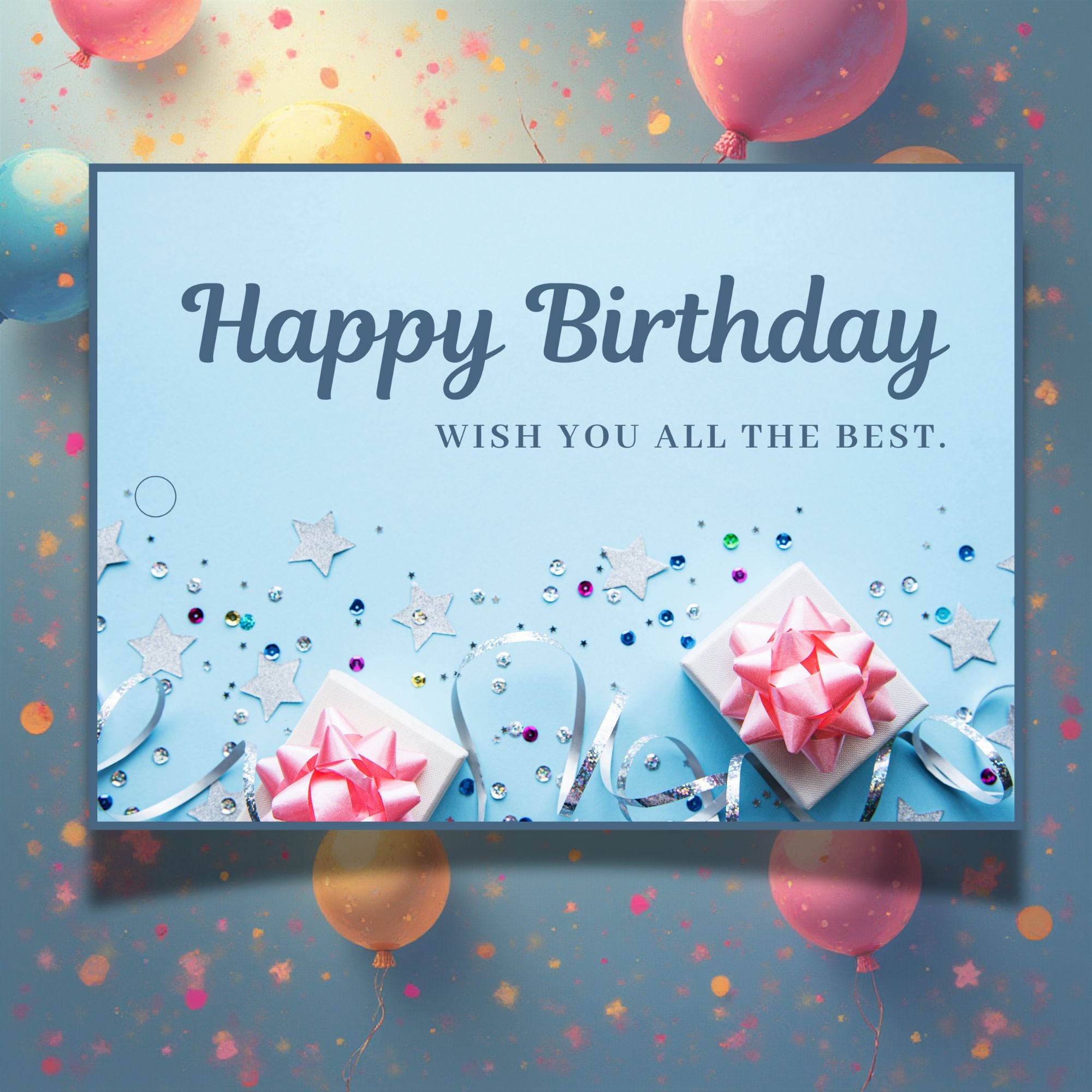 Blue Elegance – Birthday Gift Tag (3.5 x 2.5 in) (Pack of 18)