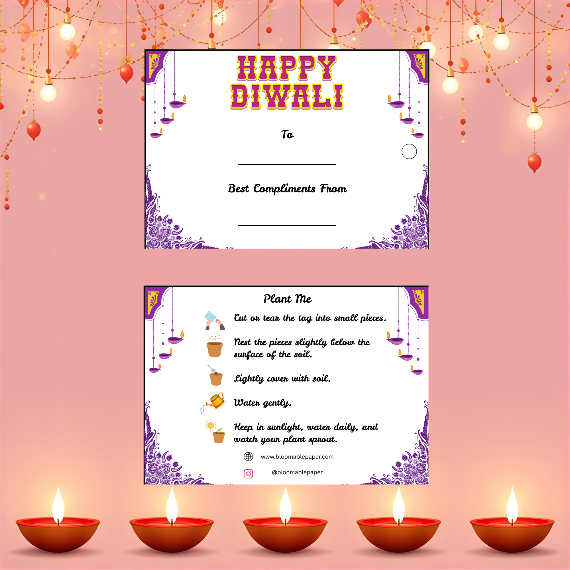 Majestic Aura - Diwali Gift Tag (3.5 x 2.5 in) (Pack of 18)
