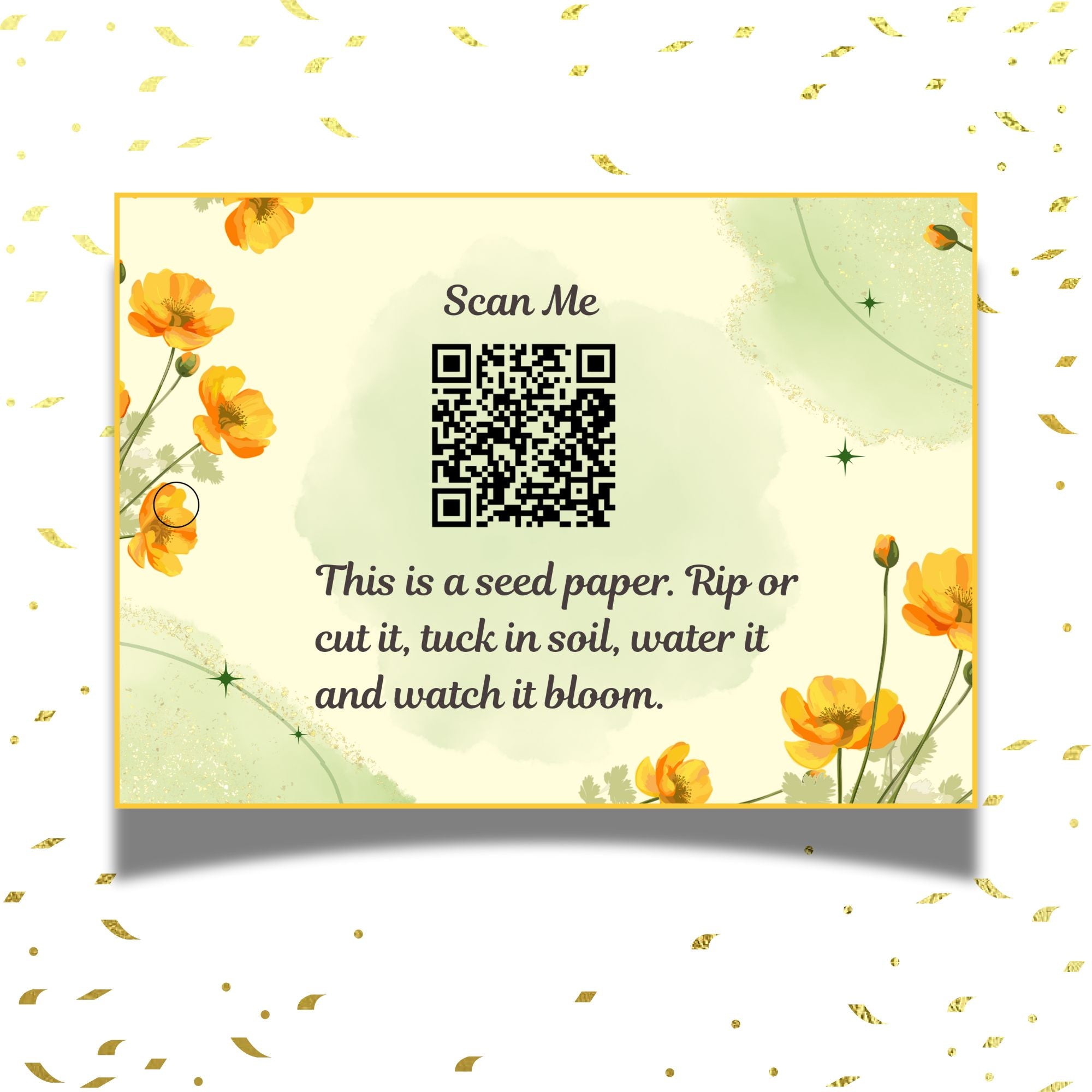 Golden Bloom – Anniversary Gift Tag (3.5 x 2.5 in) (Pack of 18)