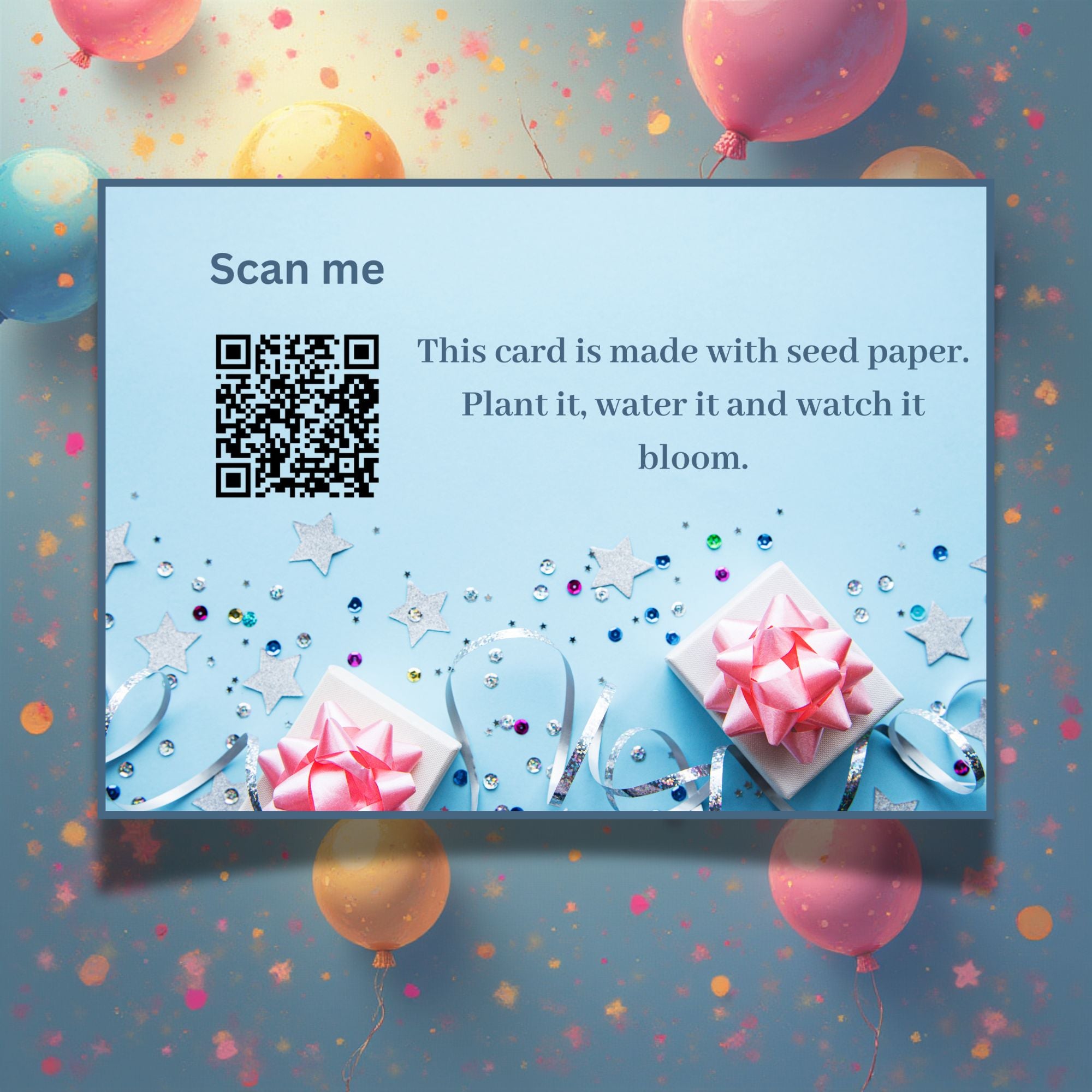 Blue Elegance – Birthday Gift Tag (3.5 x 2.5 in) (Pack of 18)