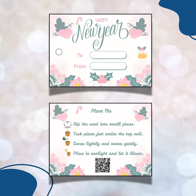 Pink Delight – New Year Gift Tag (3.5 x 2.5 in) (Pack of 18)