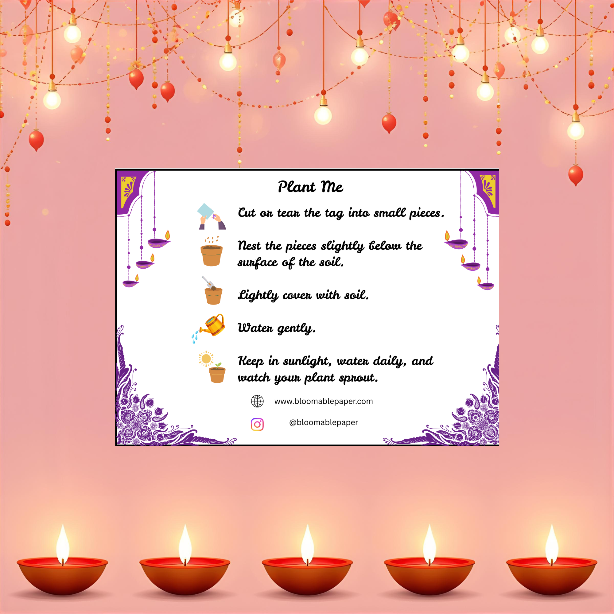 Majestic Aura - Diwali Gift Tag (3.5 x 2.5 in) (Pack of 18)