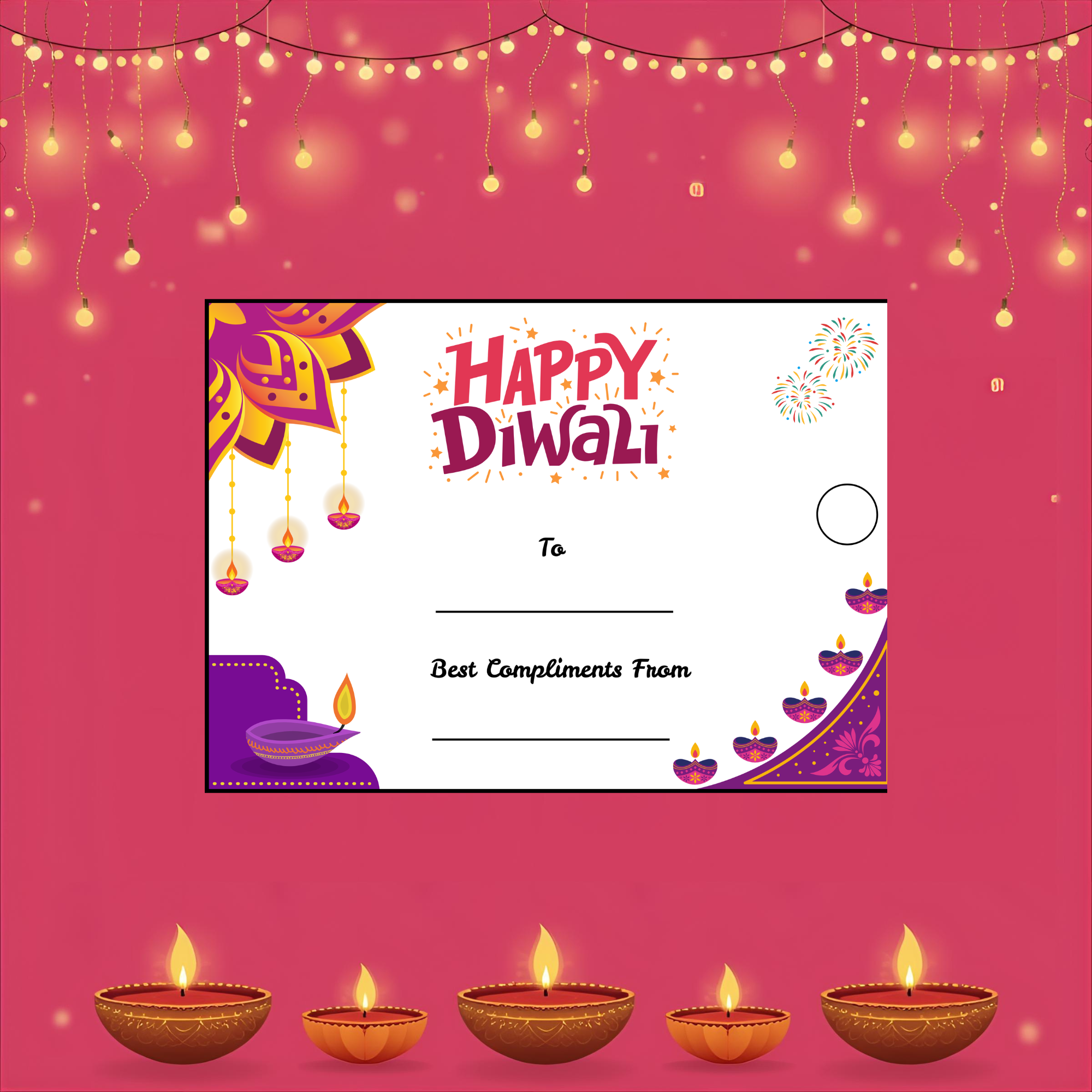 Sparkling Joy - Diwali Gift Tag (3.5 x 2.5 in) (Pack of 18)