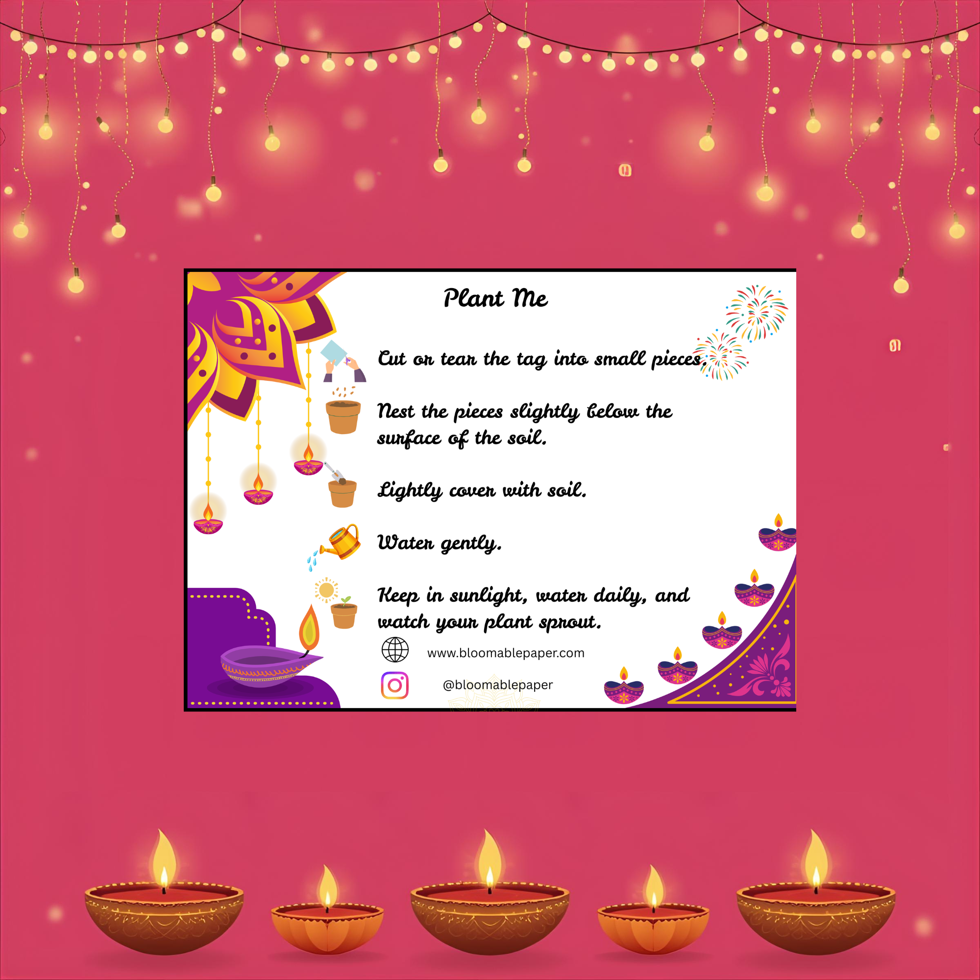 Sparkling Joy - Diwali Gift Tag (3.5 x 2.5 in) (Pack of 18)