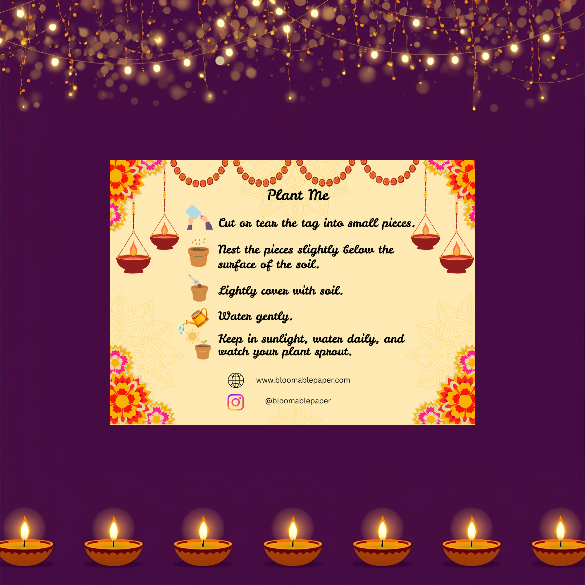 Marigold Glow - Diwali Gift Tag (3.5 x 2.5 in) (Pack of 18)