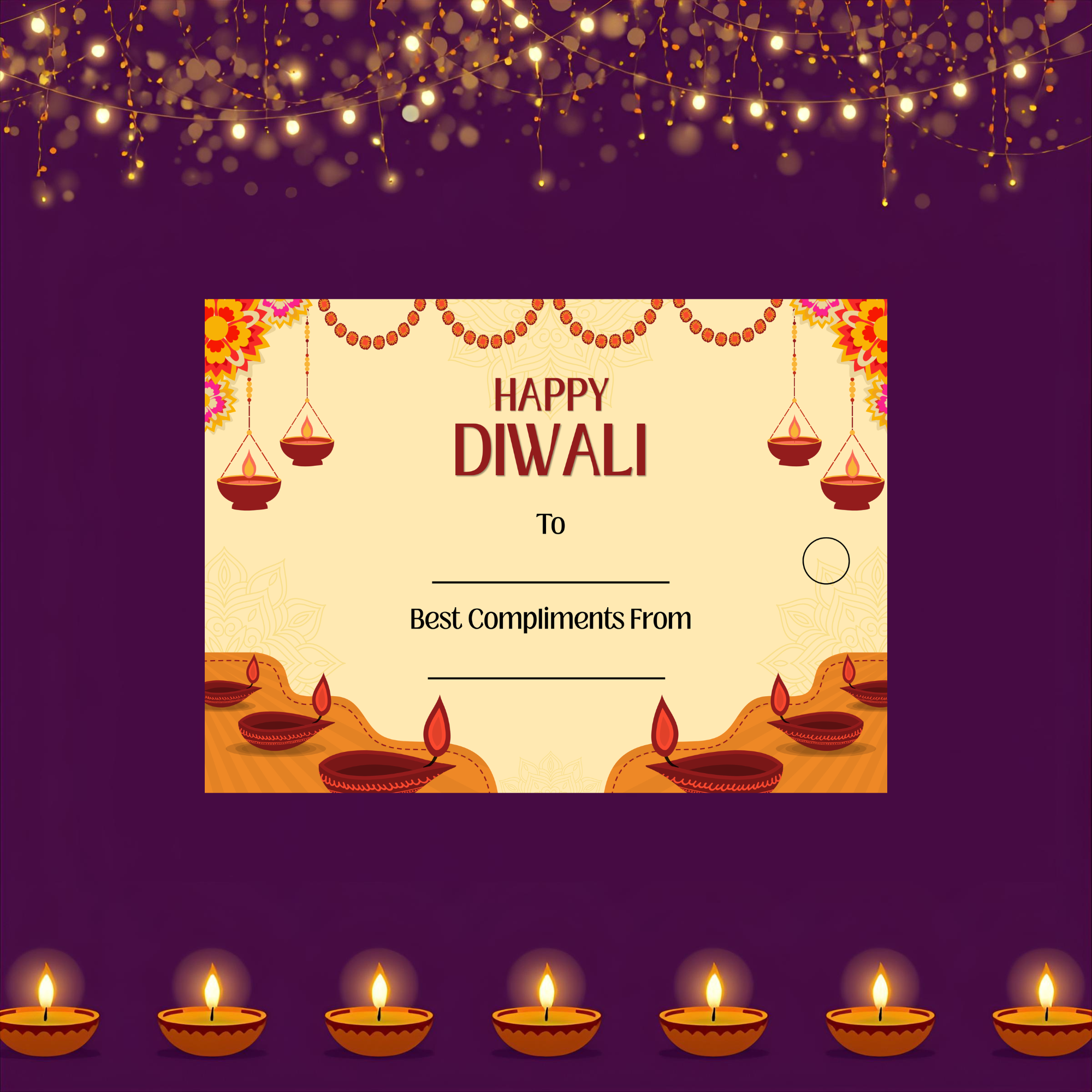 Marigold Glow - Diwali Gift Tag (3.5 x 2.5 in) (Pack of 18)