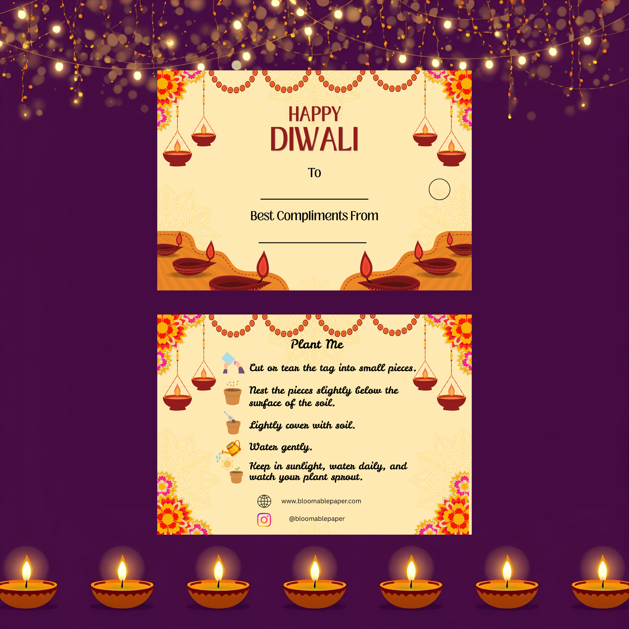 Marigold Glow - Diwali Gift Tag (3.5 x 2.5 in) (Pack of 18)