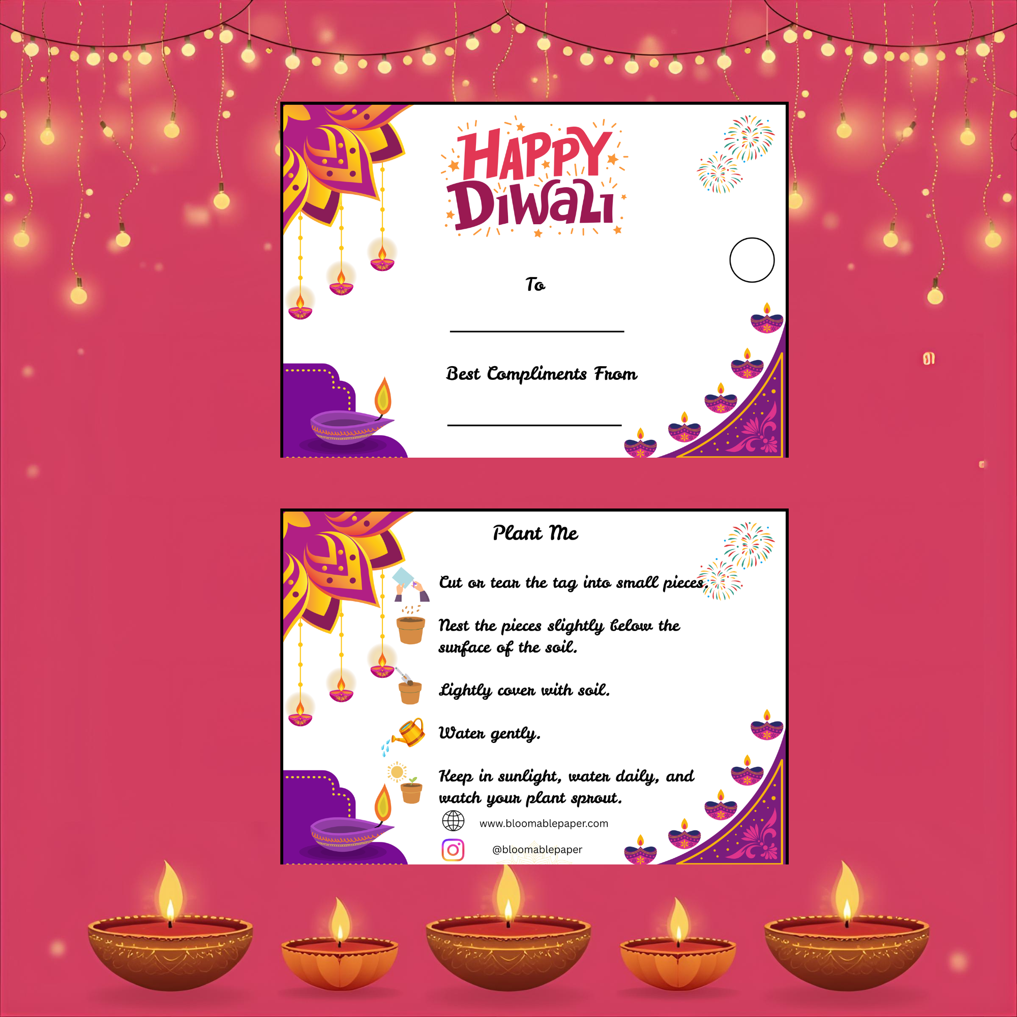 Sparkling Joy - Diwali Gift Tag (3.5 x 2.5 in) (Pack of 18)