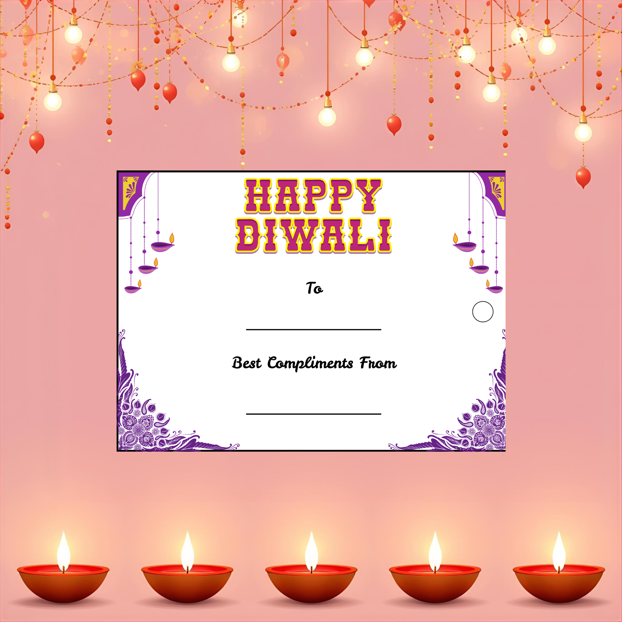 Majestic Aura - Diwali Gift Tag (3.5 x 2.5 in) (Pack of 18)