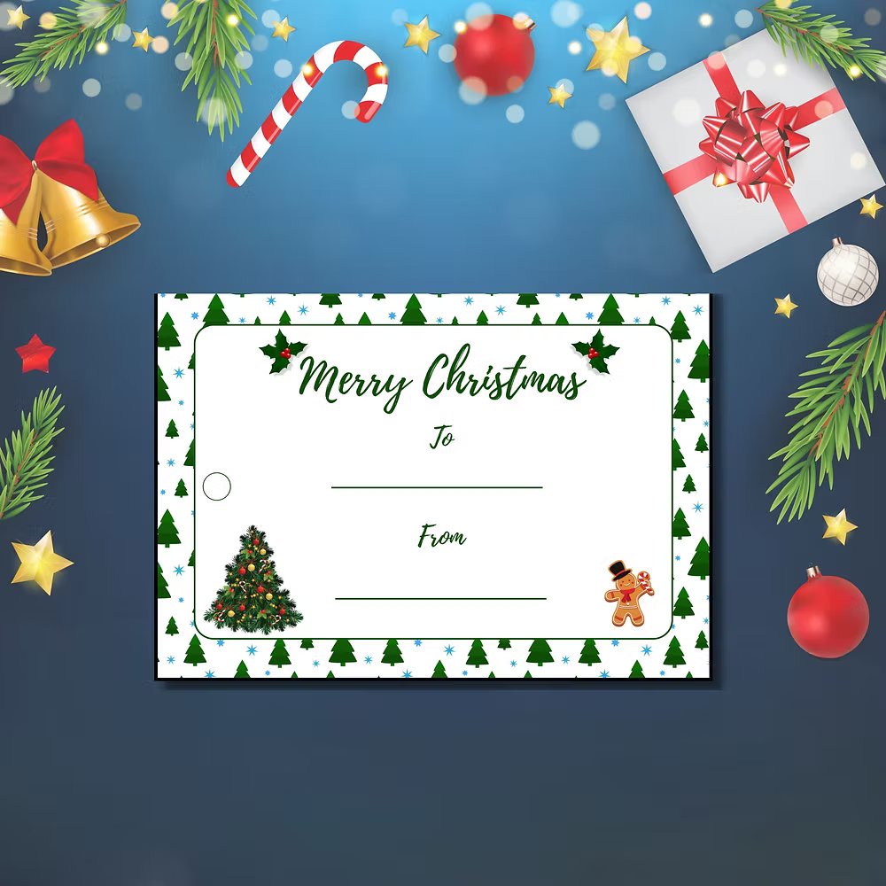 Festive Forest – Christmas Gift Tag (3.5 x 2.5 in) (Pack of 18)