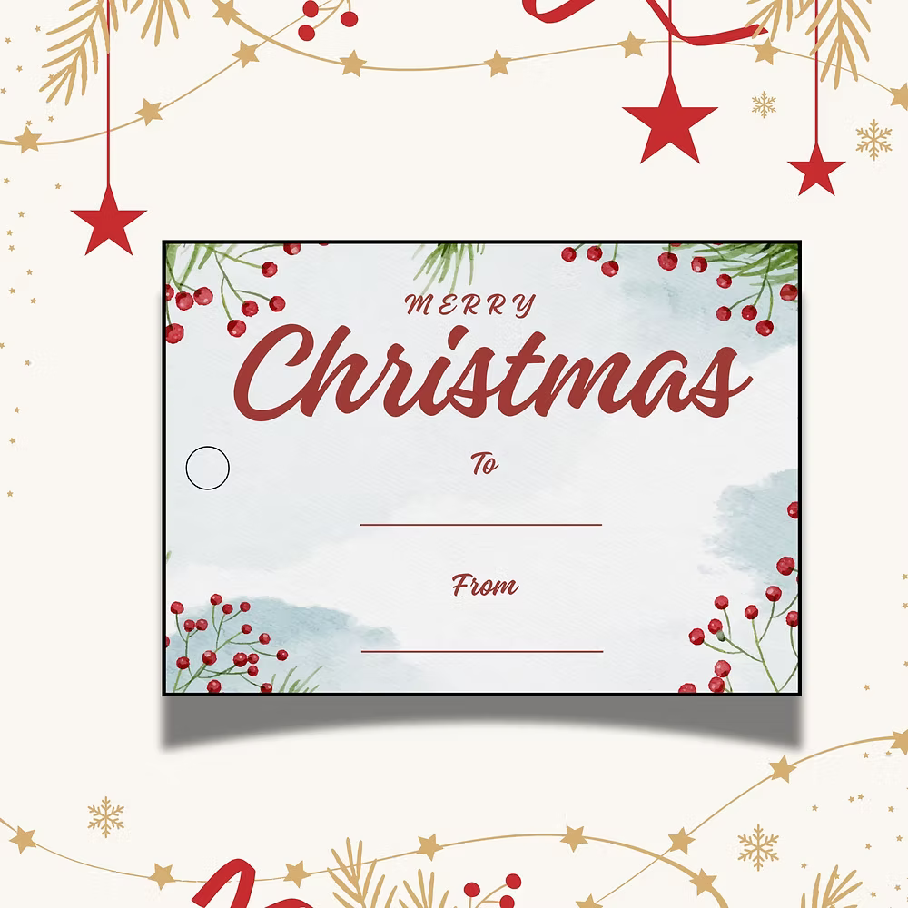 Winter Berries – Christmas Gift Tag (3.5 x 2.5 in) (Pack of 18)