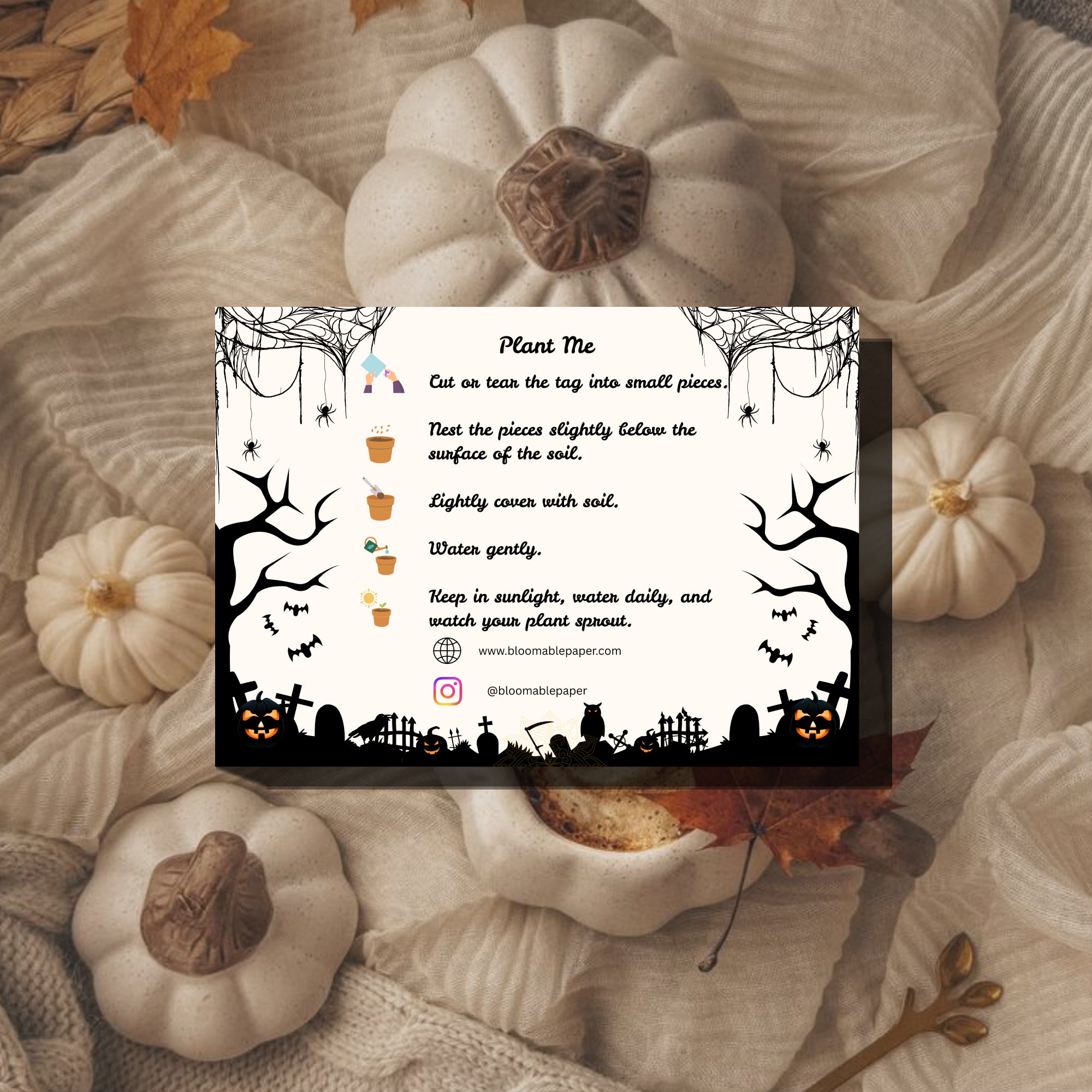 Pumpkin Latte Ghosts – Halloween Gift Tag (3.5 x 2.5 in) (Pack of 18)