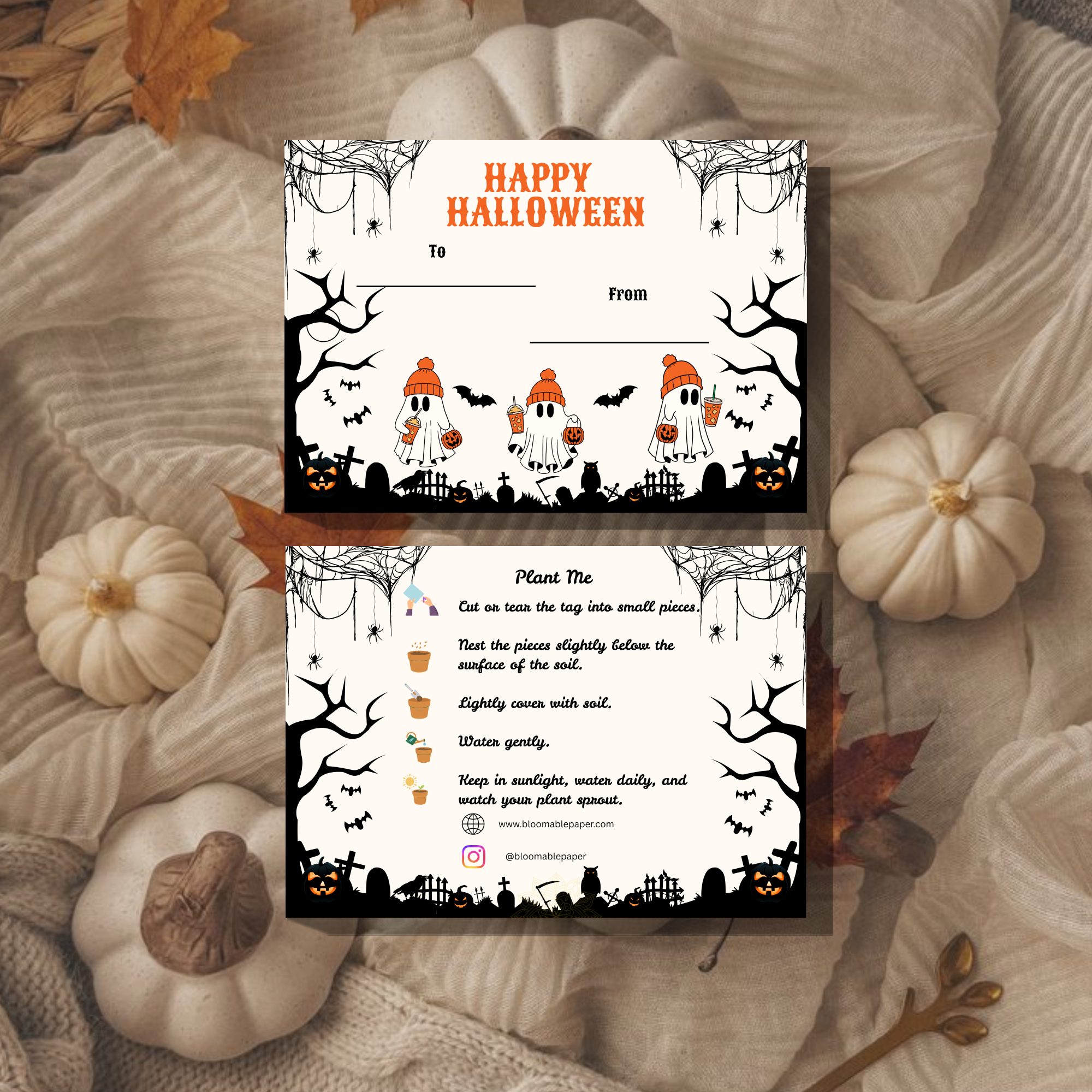 Pumpkin Latte Ghosts – Halloween Gift Tag (3.5 x 2.5 in) (Pack of 18)